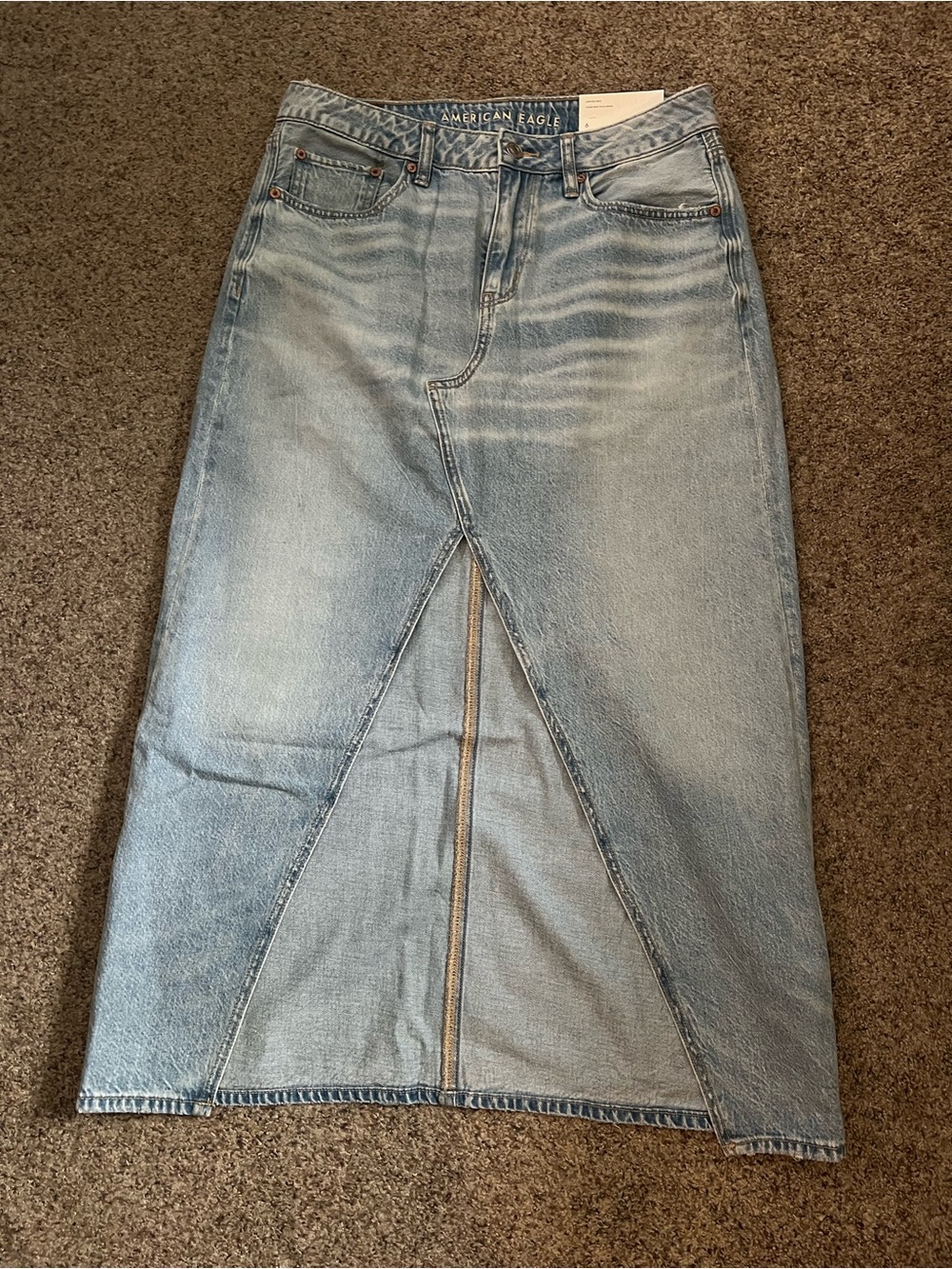 NWT American Eagle Outfitters Light Blue Denim Skirt with Front Slit